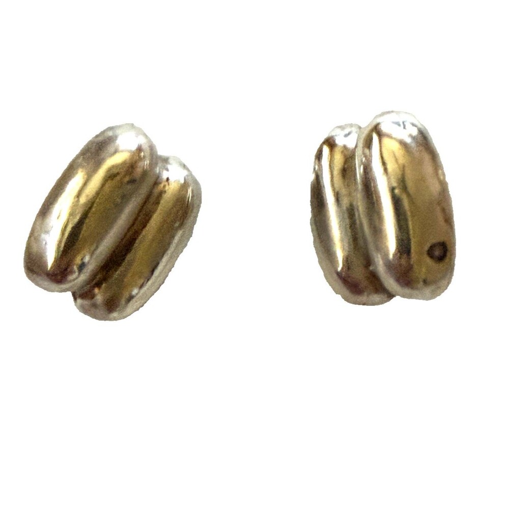 Vintage Sterling Silver 925 Hollow Chunky Modernist Post Earrings 5 grams